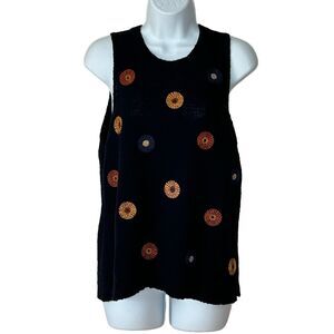 Madewell Black Sweater with Orange and Blue Accents